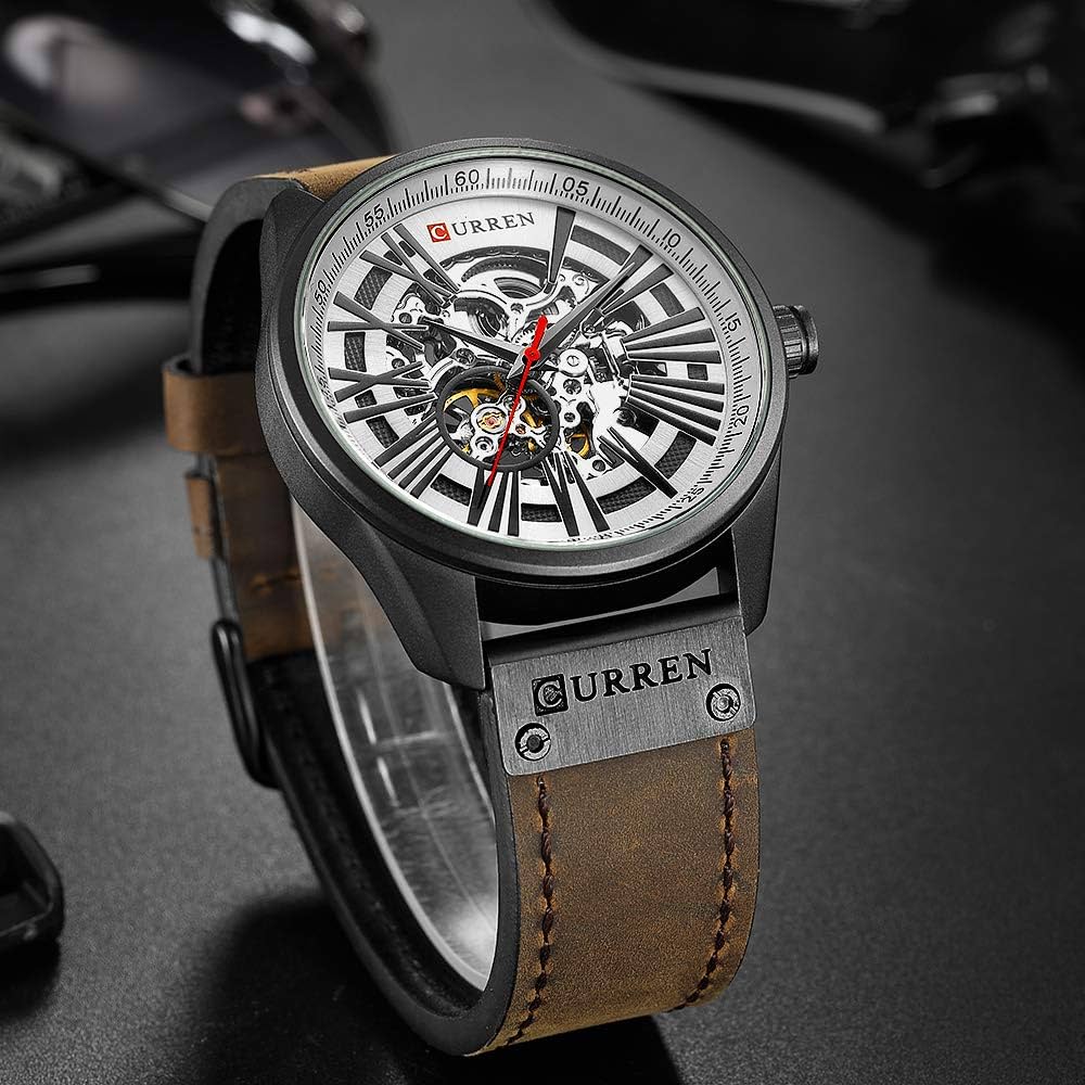 Reloj Curren 8299 Hombre Cuero Automatico